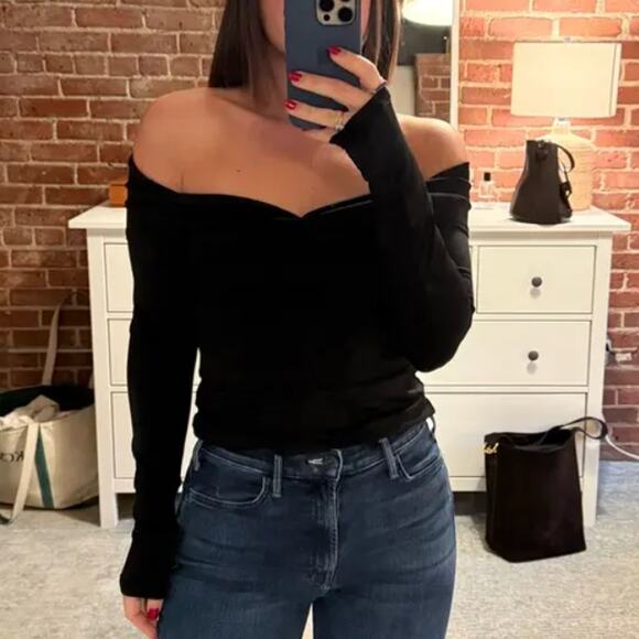 Prabal Gurung Black Off the Shoulder Top LARGE Sweetheart Bodycon Designer $260 - Picture 6 of 12